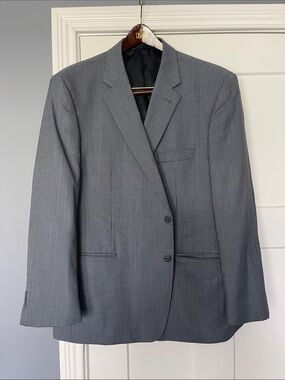 Men's Gray Micro-Check Two-Button Suit Jacket
